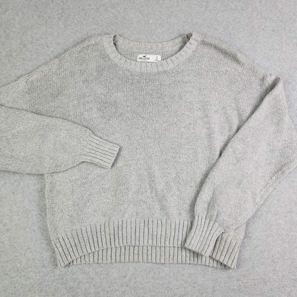 Hollister Sweater Womens‎ Small Gray Shaker Knit Relaxed Fit Crewneck Pullover